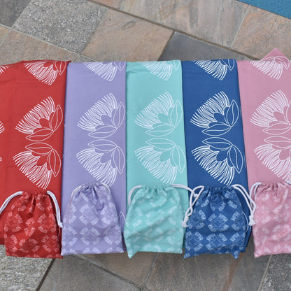 Ohi'a Lehua Microfiber Towel with Drawstring Bag - Lavender